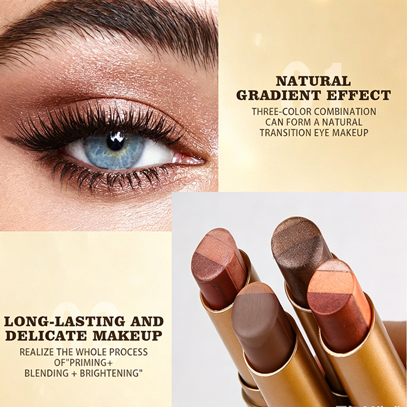 💄TIJDELIJKE AANBIEDING 50% KORTING💥3-in-1 Gradient Eyeshadow Stick – Eén veeg, waterproof, gebogen punt ✨