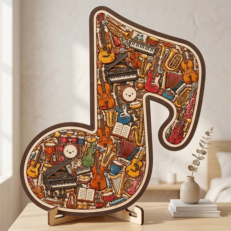 Houten puzzel met muzieknoten