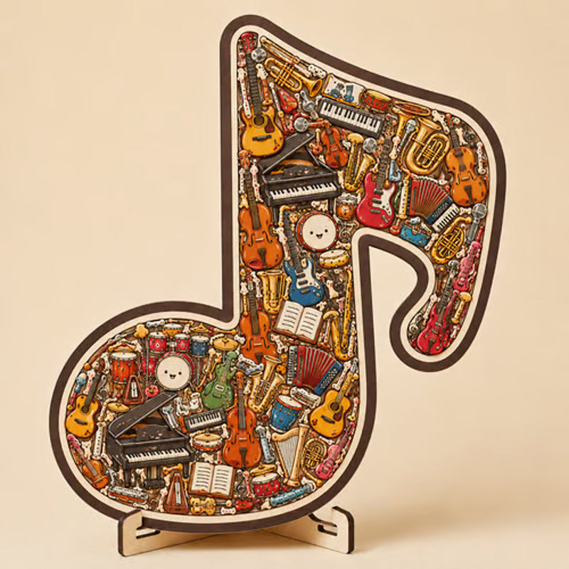 Houten puzzel met muzieknoten