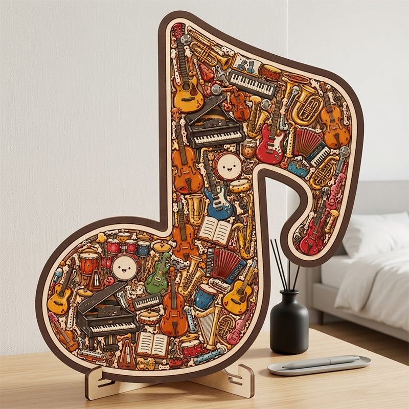 Houten puzzel met muzieknoten
