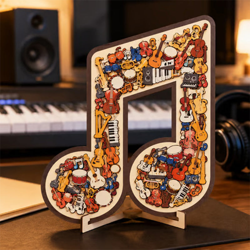 Houten puzzel met muzieknoten