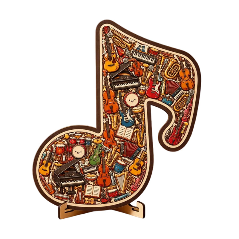 Houten puzzel met muzieknoten