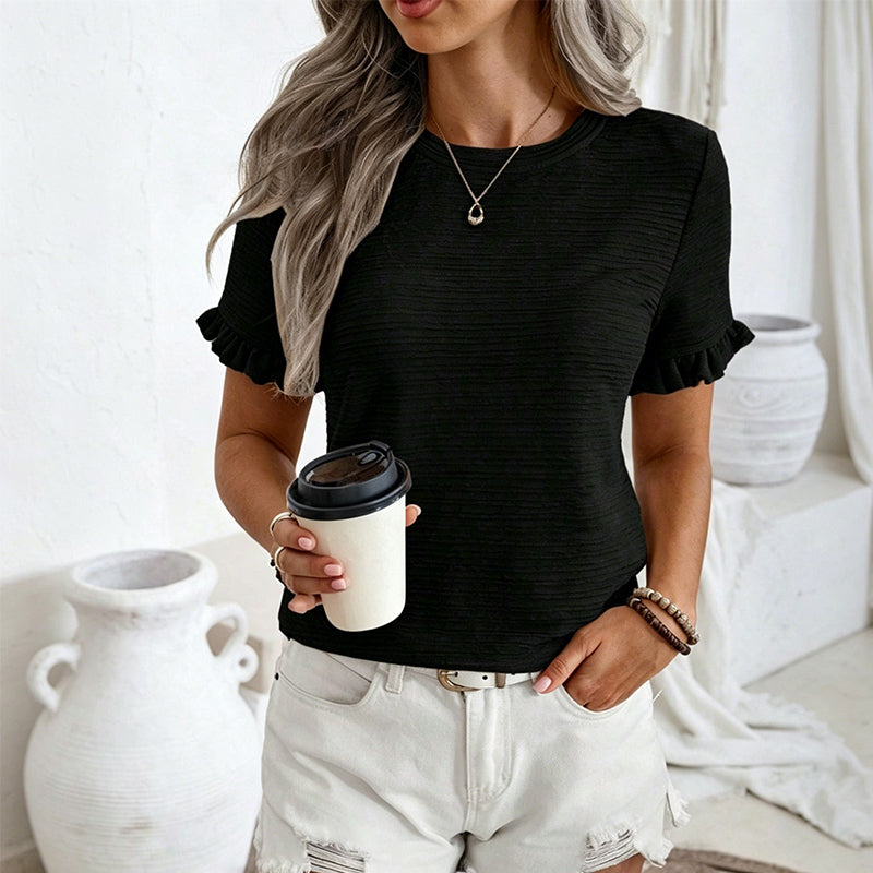 🌸 NU 50% KORTING! 🌸Dames Elegante Ruche Mouw Zomertop