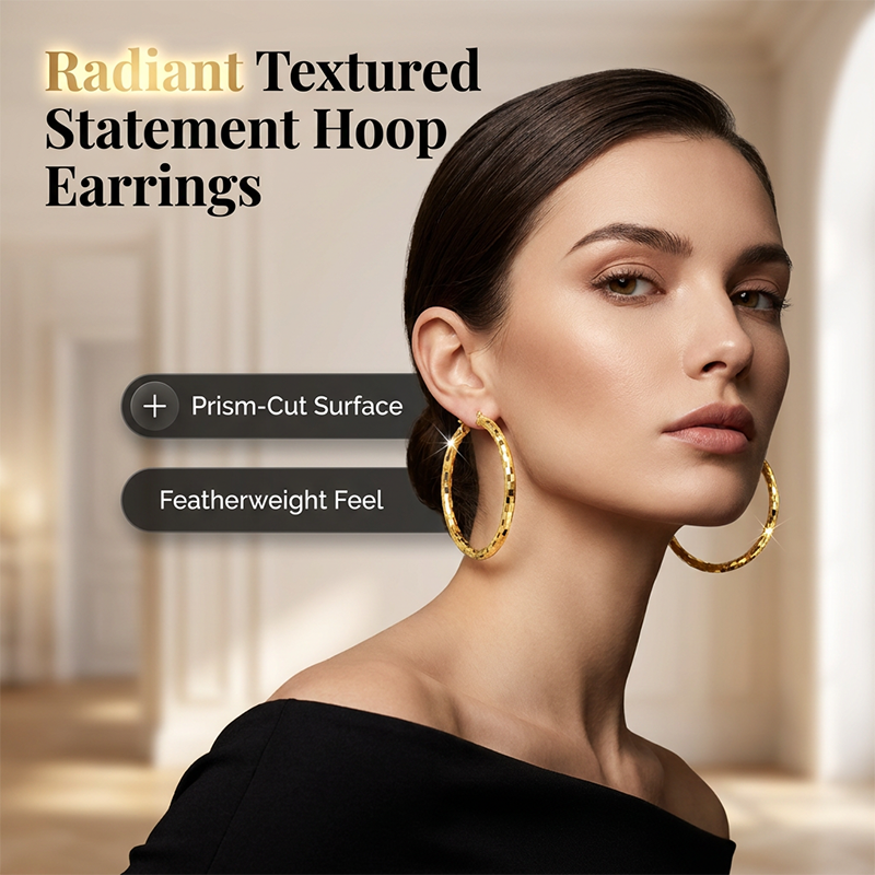 Dames Minimalistische Getextureerde Creolen Statement Ronde Sieraden