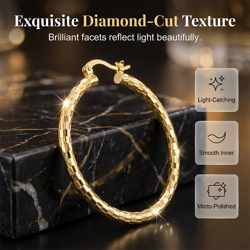 Dames Minimalistische Getextureerde Creolen Statement Ronde Sieraden