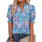 Dames zomerse top met bloemenprint en pofmouwen