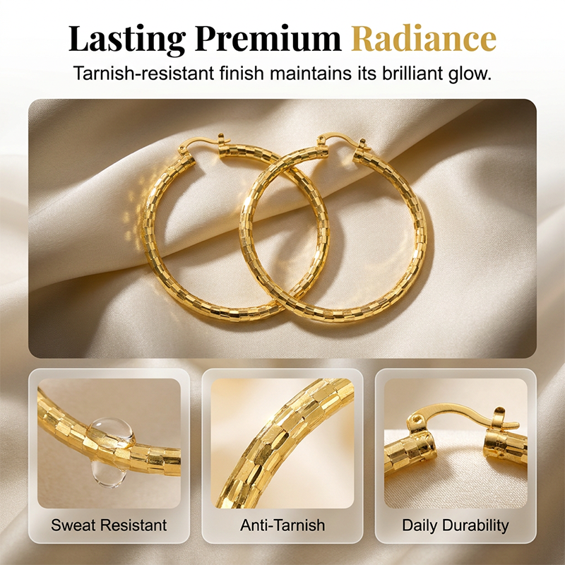 Dames Minimalistische Getextureerde Creolen Statement Ronde Sieraden
