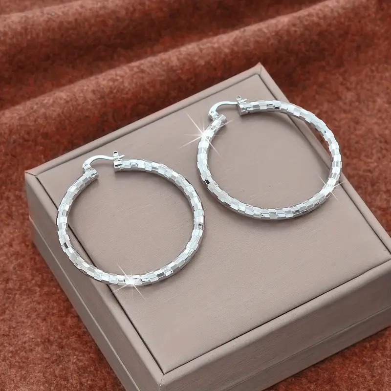Dames Minimalistische Getextureerde Creolen Statement Ronde Sieraden