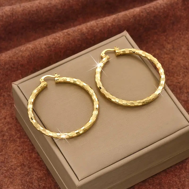 Dames Minimalistische Getextureerde Creolen Statement Ronde Sieraden