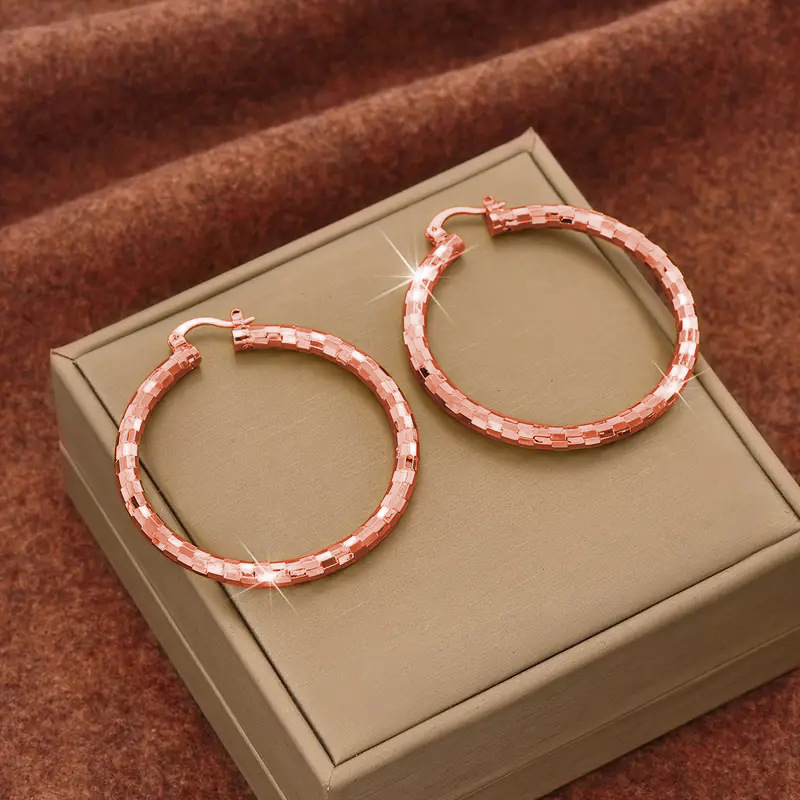Dames Minimalistische Getextureerde Creolen Statement Ronde Sieraden
