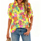 Dames zomerse top met bloemenprint en pofmouwen