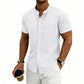 Heren losse pasvorm effen short sleeve overhemd