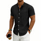 Heren losse pasvorm effen short sleeve overhemd