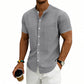 Heren losse pasvorm effen short sleeve overhemd
