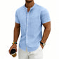 Heren losse pasvorm effen short sleeve overhemd