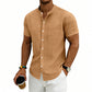 Heren losse pasvorm effen short sleeve overhemd