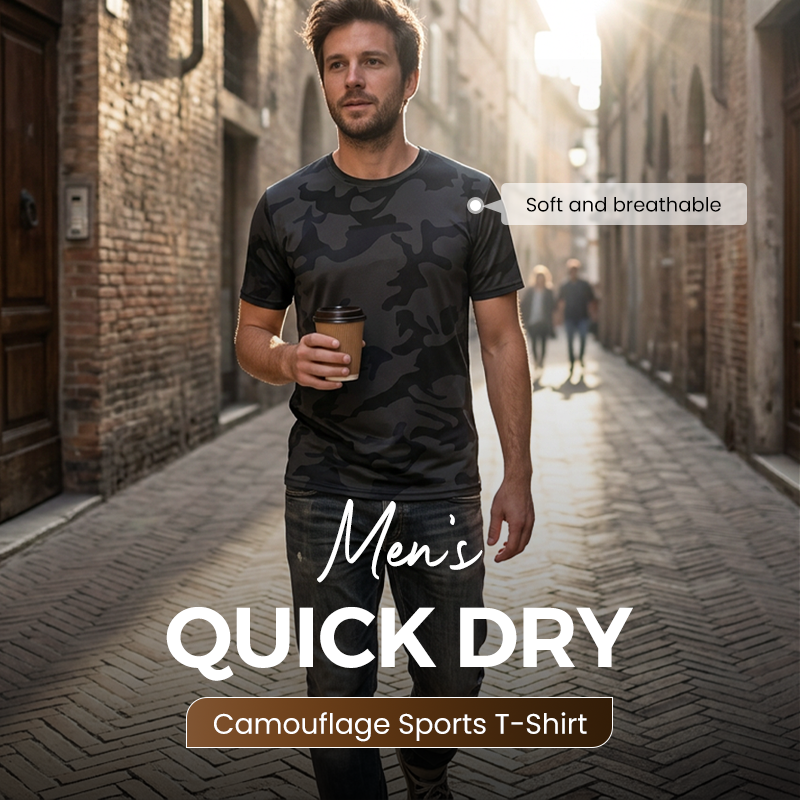 🏃‍♂️ NU 50% KORTING! 🌲 Heren Sneldrogend Camouflage Sport T-Shirt – Vochtafvoerend & Active Fit – Train in Stijl 💪
