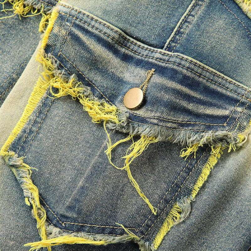 👖50% KORTING✨Klassieke stretchjeans met uitlopende pijpen voor heren – vintage-wash & patchwork-details – hoogwaardige denim, perfect voor een smart-casual-look – comfortabel en stijlvol 🔥