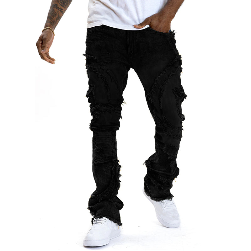 👖50% KORTING✨Klassieke stretchjeans met uitlopende pijpen voor heren – vintage-wash & patchwork-details – hoogwaardige denim, perfect voor een smart-casual-look – comfortabel en stijlvol 🔥