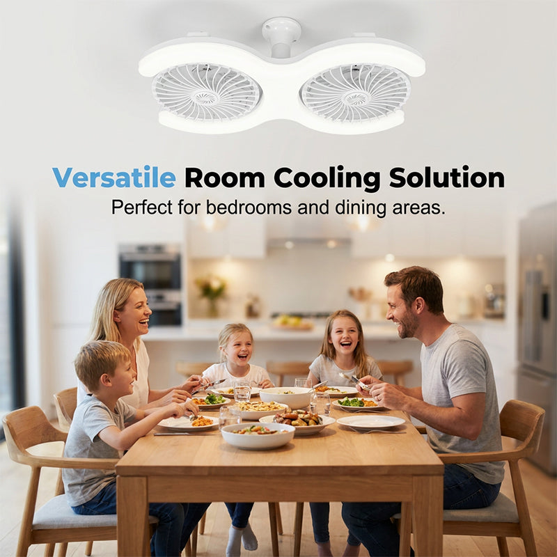 🌀 NU 50% KORTING! 💡 Dubbele LED Plafondventilator met Verlichting – 3 snelheden & afstandsbediening – 2 onafhankelijke koppen, perfect voor grote kamers – stijlvol en stil ✨🏠