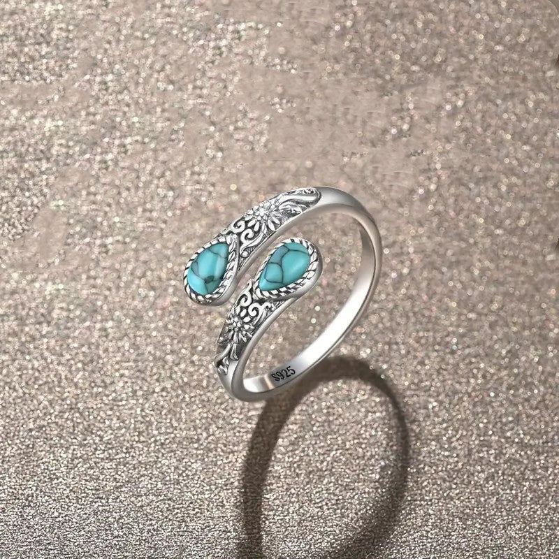 Vintage Verstelbare Open Ring met Druppelvormige Lichtgevende Zirkonia