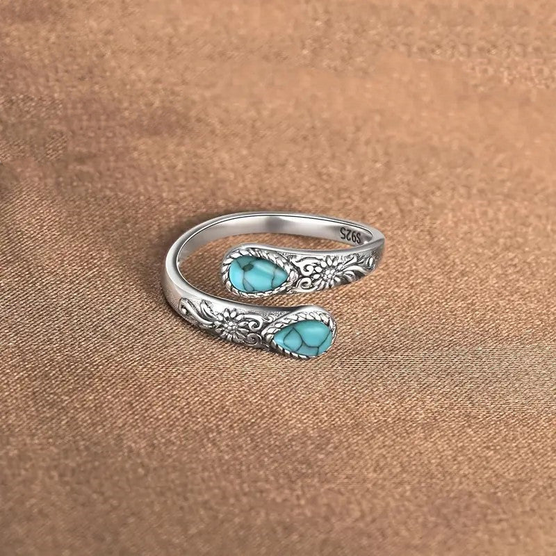 Vintage Verstelbare Open Ring met Druppelvormige Lichtgevende Zirkonia