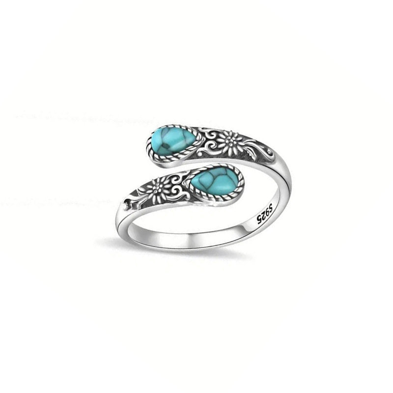Vintage Verstelbare Open Ring met Druppelvormige Lichtgevende Zirkonia