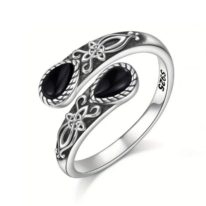 Vintage Verstelbare Open Ring met Druppelvormige Lichtgevende Zirkonia