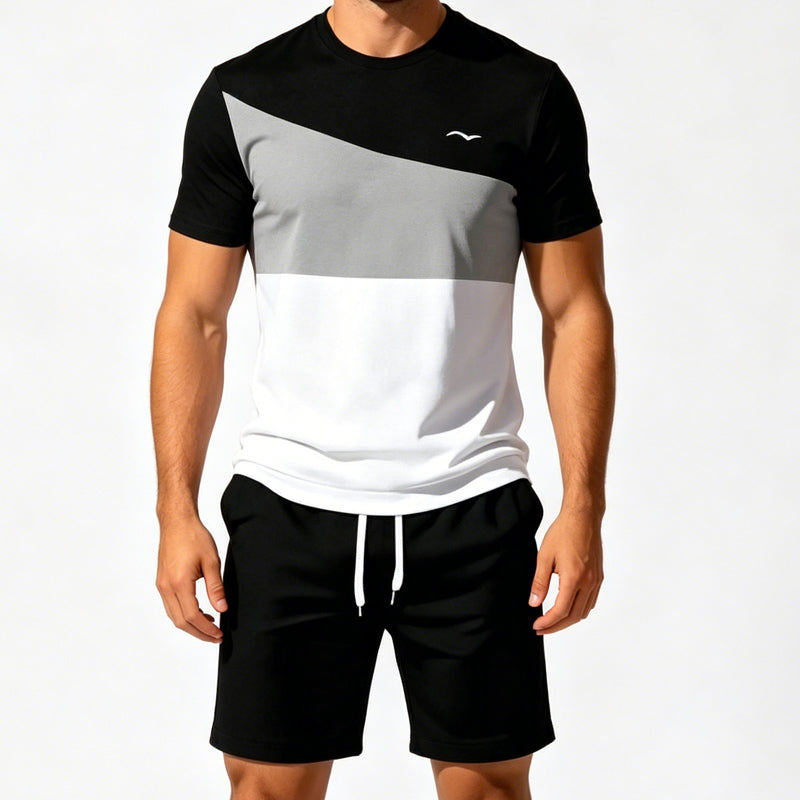 👕 50% KORTING NU! 🎨 Heren Colorblock T-shirt & Shorts Set – Zachte katoen & ademend – Perfect voor zomer, sport of ontspanning – stijlvol en comfortabel 🩳✨