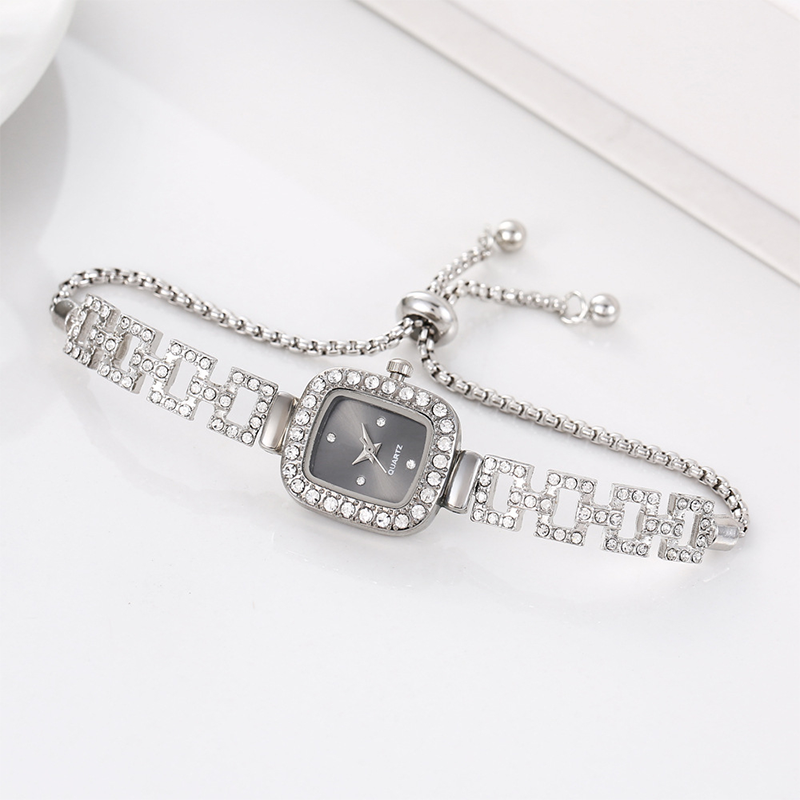 poeak™ Dames Trekkoord Armband Horloge Vierkant Quartz – Kristal & Tijdloos Elegant