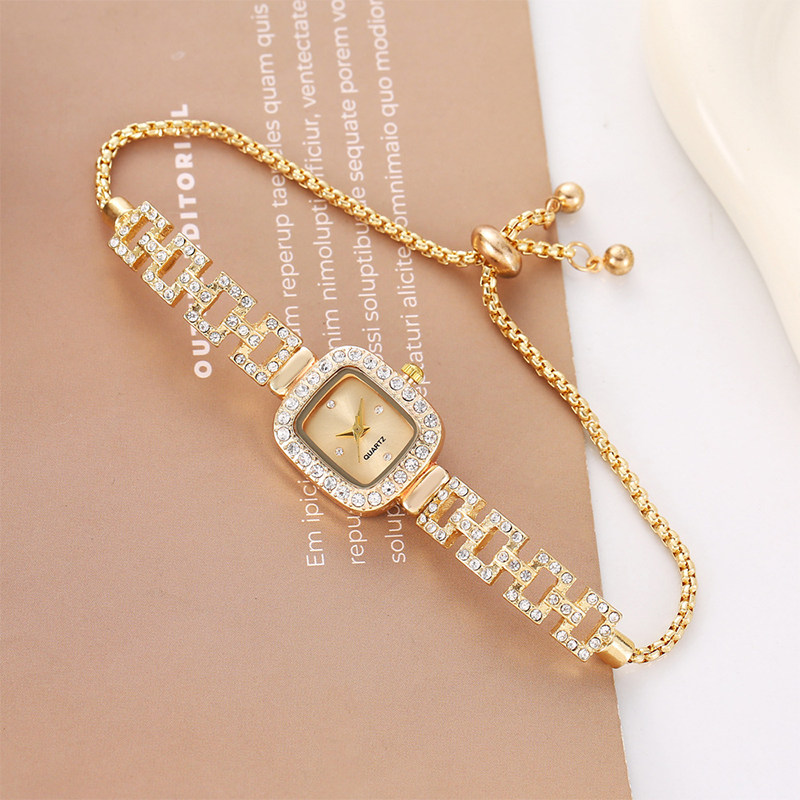 poeak™ Dames Trekkoord Armband Horloge Vierkant Quartz – Kristal & Tijdloos Elegant