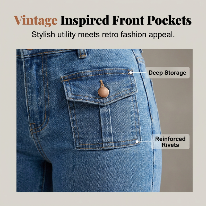 Dames uitlopende jeans met hoge taille