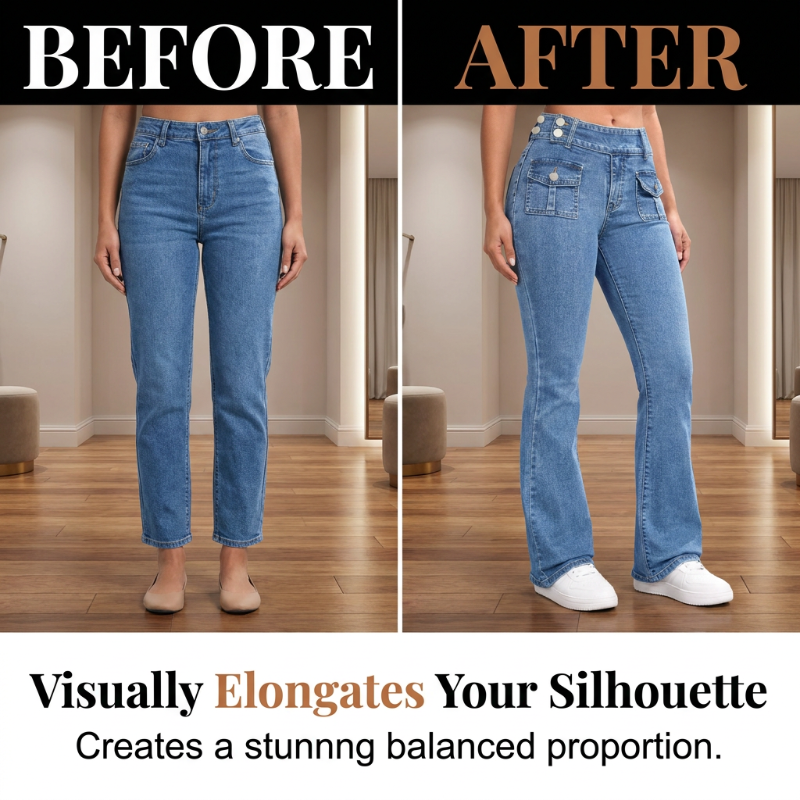 Dames uitlopende jeans met hoge taille