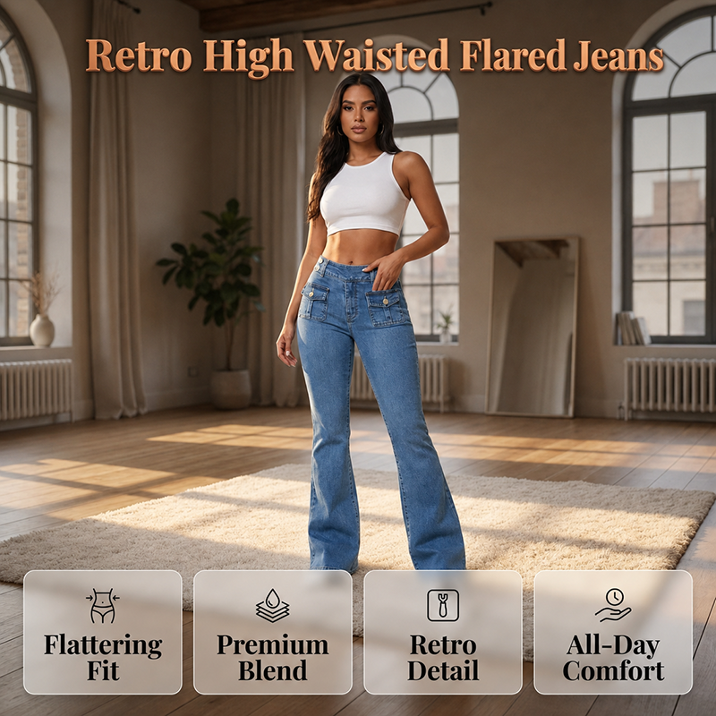 Dames uitlopende jeans met hoge taille