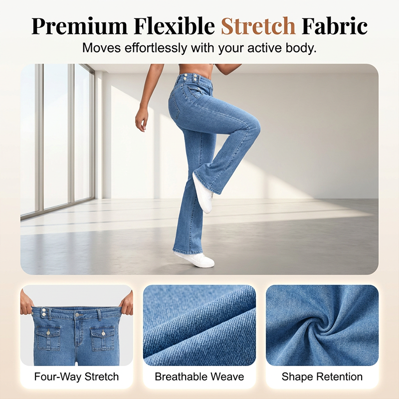 Dames uitlopende jeans met hoge taille