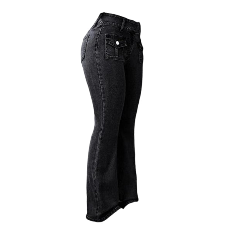 Dames uitlopende jeans met hoge taille