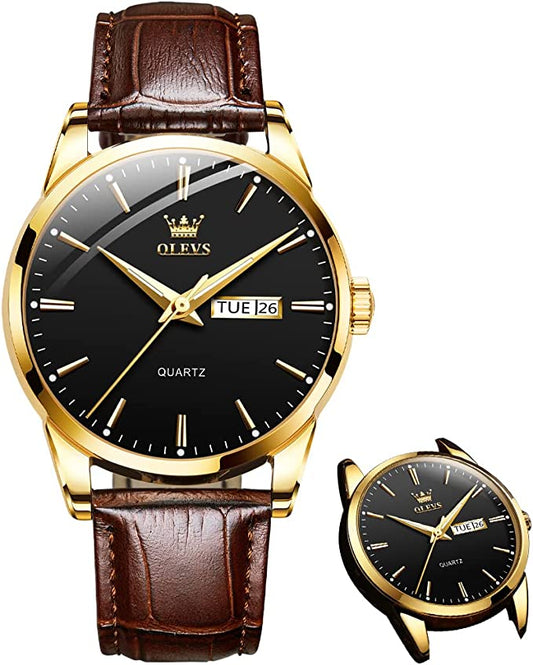 Klassiek Herenhorloge met Dag & Datum – Roestvrij Staal, Lichtgevende Wijzers