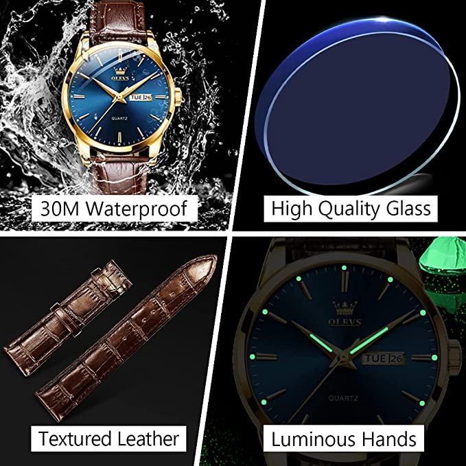 Klassiek Herenhorloge met Dag & Datum – Roestvrij Staal, Lichtgevende Wijzers