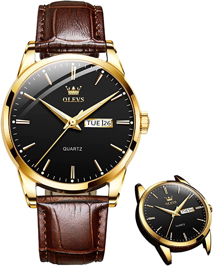 Klassiek Herenhorloge met Dag & Datum – Roestvrij Staal, Lichtgevende Wijzers