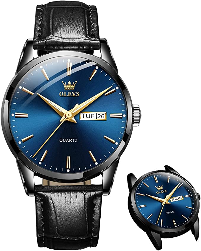 Klassiek Herenhorloge met Dag & Datum – Roestvrij Staal, Lichtgevende Wijzers