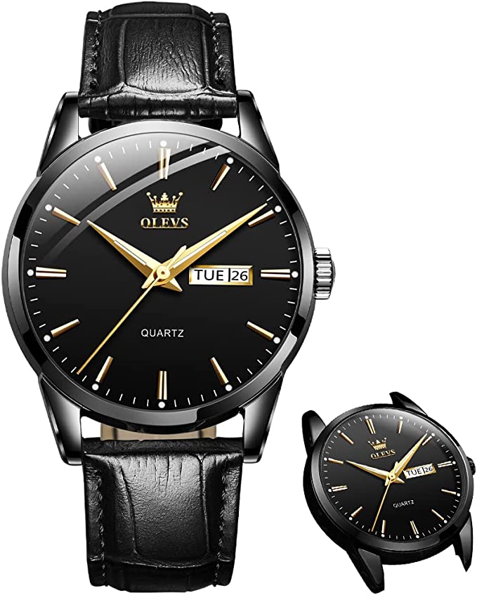 Klassiek Herenhorloge met Dag & Datum – Roestvrij Staal, Lichtgevende Wijzers