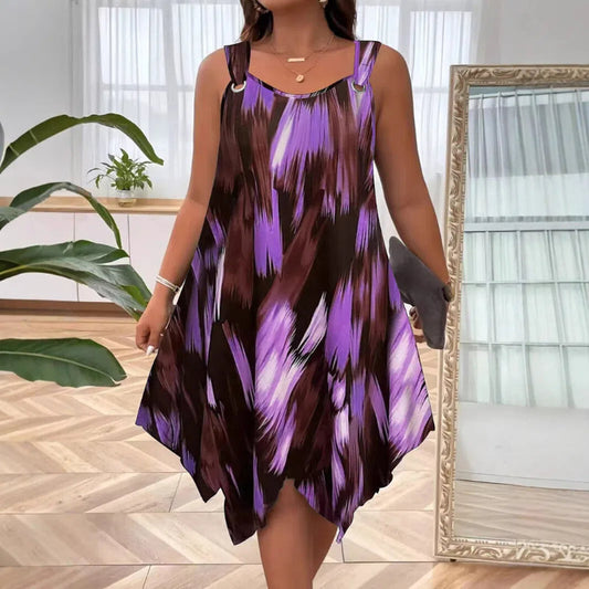 Elegante mouwloze jurk met kleurverloopprint