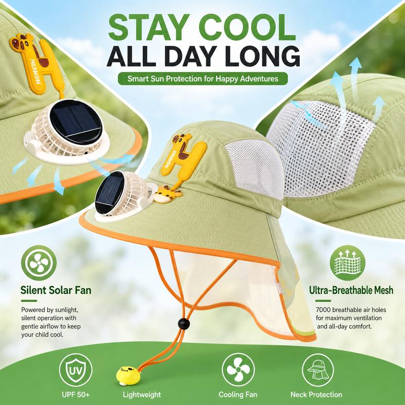 Zonnehoed met nekflap en ingebouwde koelventilator