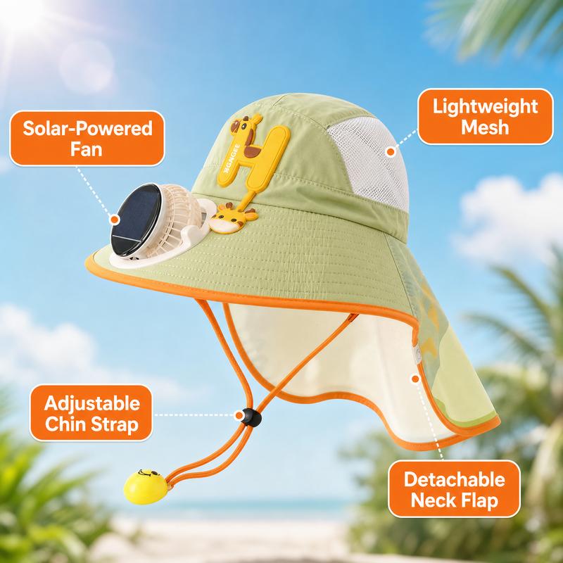 Zonnehoed met nekflap en ingebouwde koelventilator