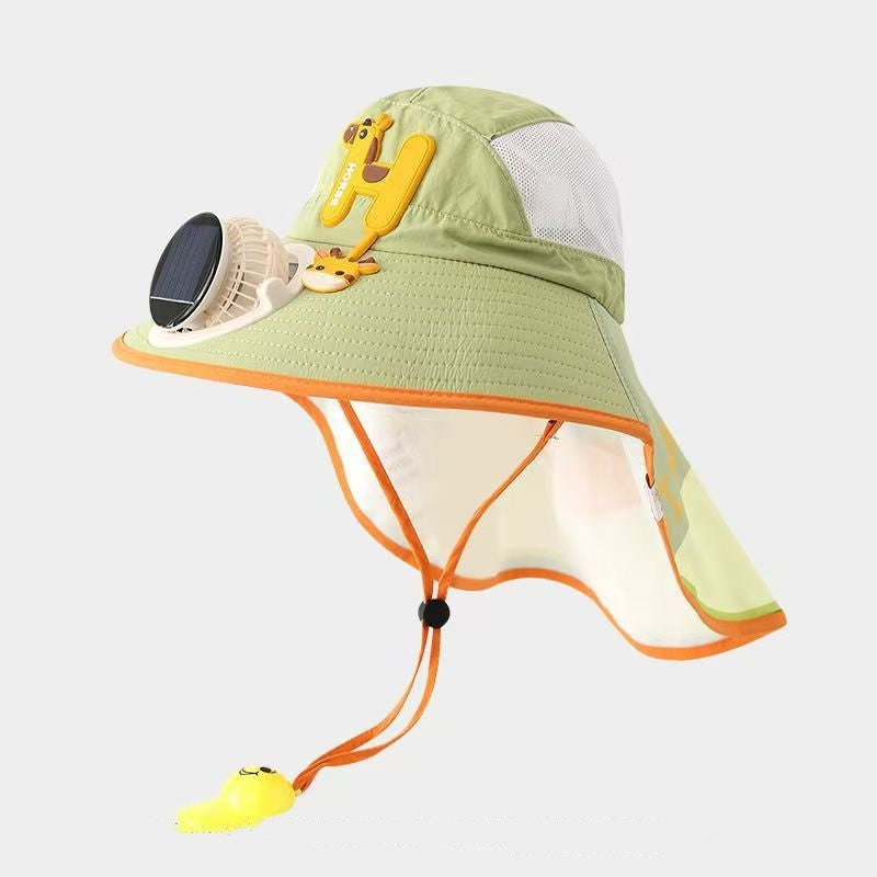 Zonnehoed met nekflap en ingebouwde koelventilator