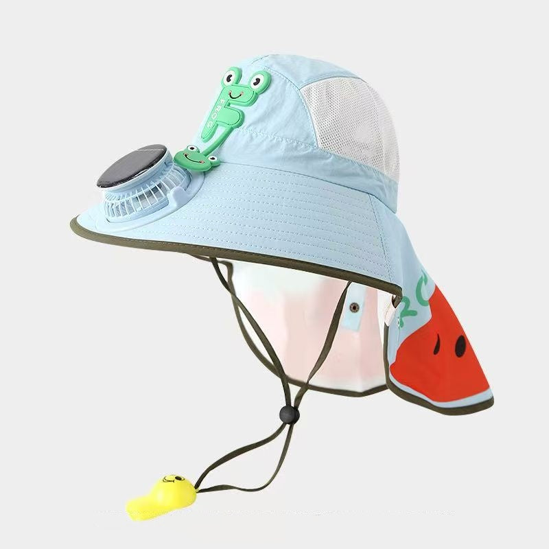 Zonnehoed met nekflap en ingebouwde koelventilator