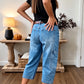 Dames casual rekbare cropped denim broek