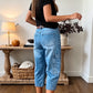 Dames casual rekbare cropped denim broek