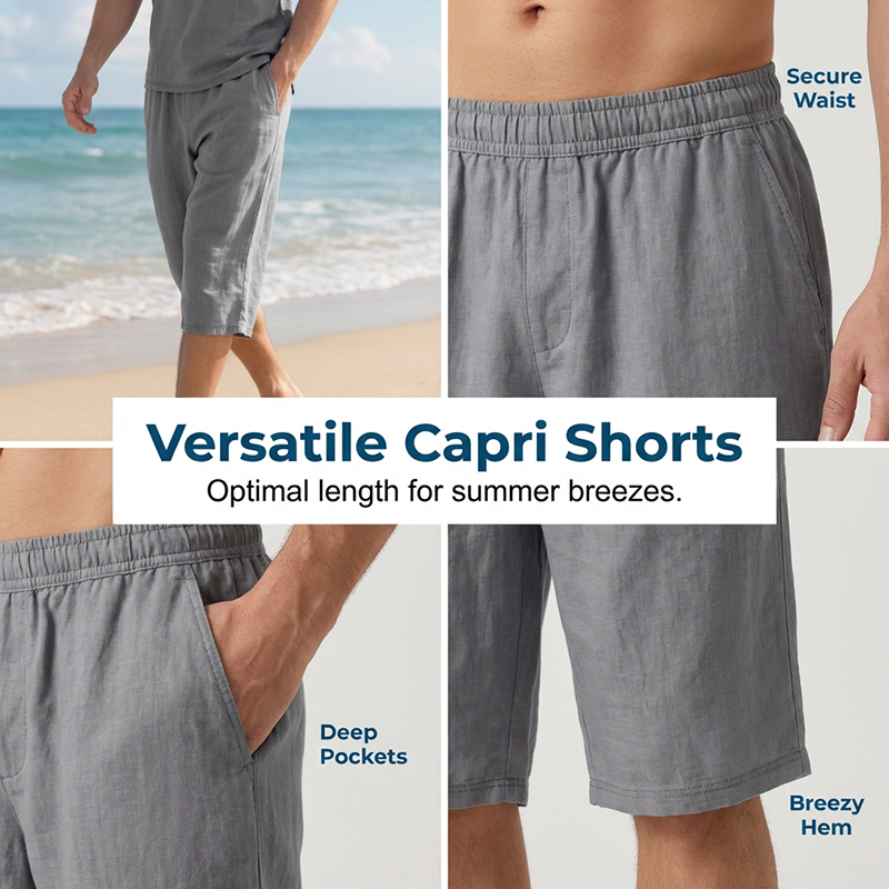 Casual linnen set met overhemd en broek voor here