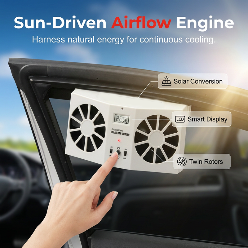 🔥➡️50% KORTING❄️Terwijl jij winkelt, werkt deze solar fan zich suf! Hij jaagt de hete, muffe lucht je auto uit, zodat jij terugkomt in een koelere cabine. Alsof je een airco hebt die draait op zonneschijn!